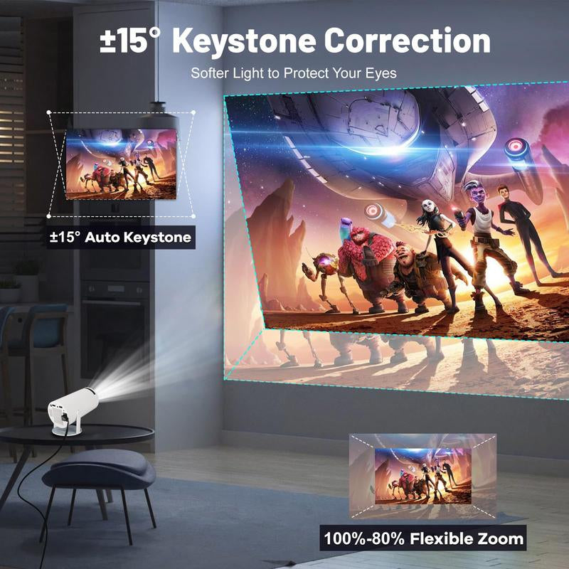 ENUOSUMA Smart Mini Portable Projector ,Support 4K 1080P Portable Projector with Dual Band WIFI6 5G Wireless 5.2 Bluetooth Android 11, 160 ANSI Lumens, 180° Rotatable, Auto Keystone Correction,35"-130" Screen Video Projector